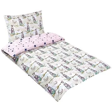 Bellatex Agáta - 90 × 135, 45 × 60 cm - sovička na větvi / modrá hvězdička (7249)