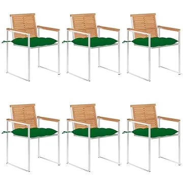 SHUMEE Židle zahradní s poduškami, teak 3078601 - 6ks v balení (3078601)