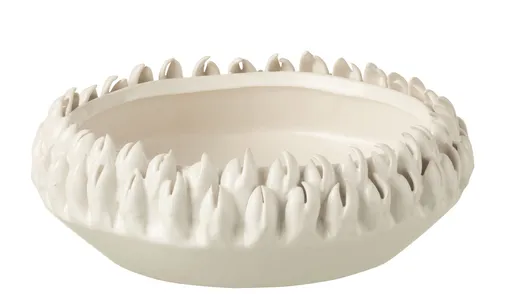 Krémová keramická dekorační mísa Ibiza white - Ø 23*8cm J-Line by Jolipa