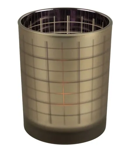 Zlatý skleněný károvaný svícen s fialovým vnitřkem vel.M - Ø 10*12cm Mars & More