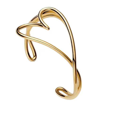 Pandora Pevný pozlacený náramek ve tvaru srdce Shine 563808C00 19 cm