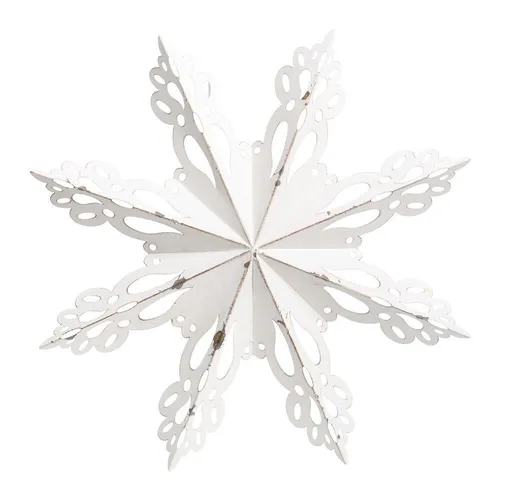 Bílá antik kovová nástěnná dekorace sněhová vločka Snowflake - 43*6 cm Chic Antique