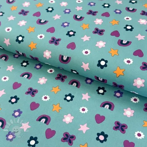 Bavlněná látka Love light petrol