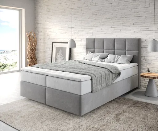 Boxspring postel Dream-Fine 140x200 cm mikrovlákno šedá