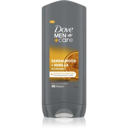Dove Men+Care Sandalwood&Vanilla sprchový gel na obličej, tělo a vlasy pro muže 400 ml