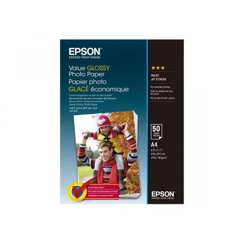 Epson Value Glossy Photo Paper C13S400036, 200 g/m2, A4, 50ks, lesklý, bílý, foto papír