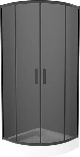 MEXEN/S Rio sprchový kout čtvrtkruh 70 x 70, grafit, černý + vanička Rio včetně výpustě 863-070-070-70-40-4710