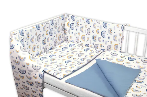 Baby Nellys Mantinel s povlečením 3D, Duha, pastelová s potiskem/modrá
