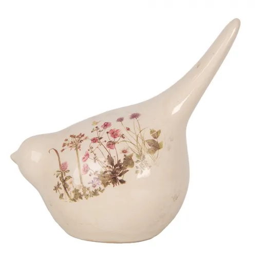 Keramická dekorace ptáček s lučními květy Flowers of Love L - 17*11*18 cm Clayre & Eef