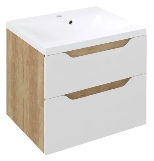 SAPHO WAVE umyvadlová skříňka 60x65x47,8cm, bílá/dub alabama WA060-3022