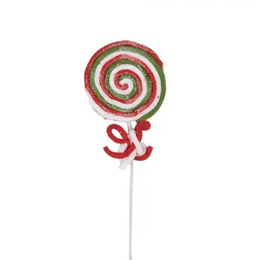 Bílo-červený vánoční zápich lízátka Lollipop - 10*1*42 cm Clayre & Eef