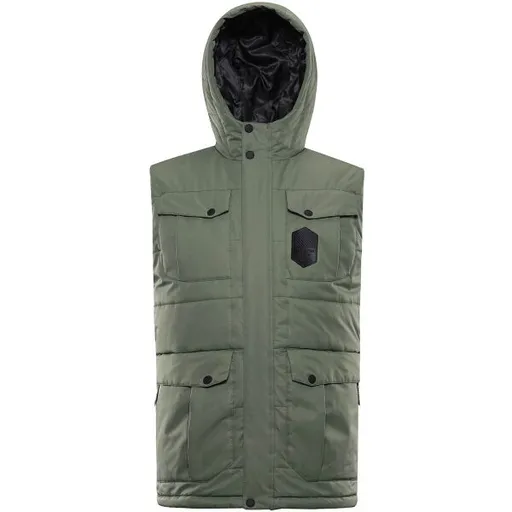 ALPINE PRO HARD Pánská zateplená vesta, tmavě zelená, velikost