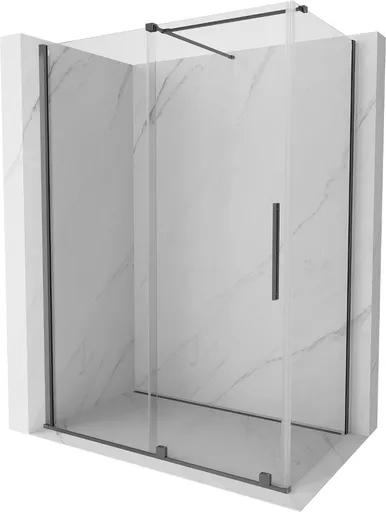 MEXEN/S Velar sprchový kout, posuvné dveře 140 x 80, transparent, grafit metal 871-140-080-01-95