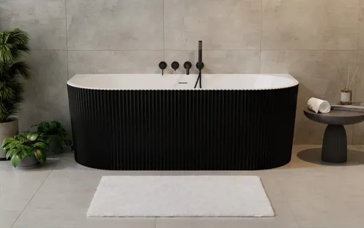 BESCO Volně stojící vana LEYA černá/bílá, sifon se štěrbinovým přepadem Barva Černá / bílá, Barva sifonu Černá, Rozměr vany 170 × 78  VANLEY170BWNB