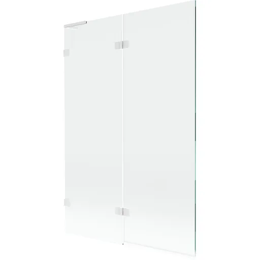 MEXEN/S Lunar L vanová zástěna 2-křídlová levá 120 x 150, transparent, bílá 897L-120-100-20-00-L