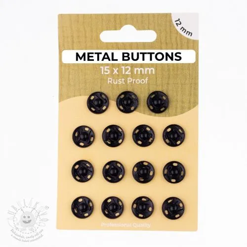 Stískací knoflík METAL 12 mm black
