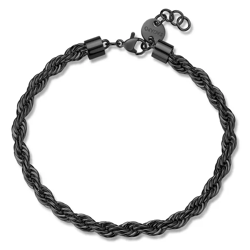 S'Agapõ Černý náramek z oceli Valis Ripple SRP94