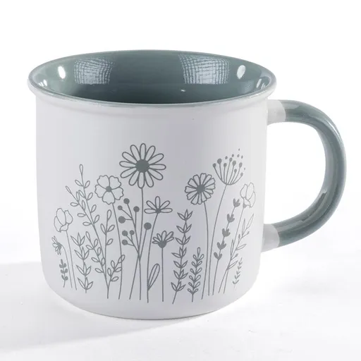 Porcelánový hrnek KVĚT zelený 400 ml