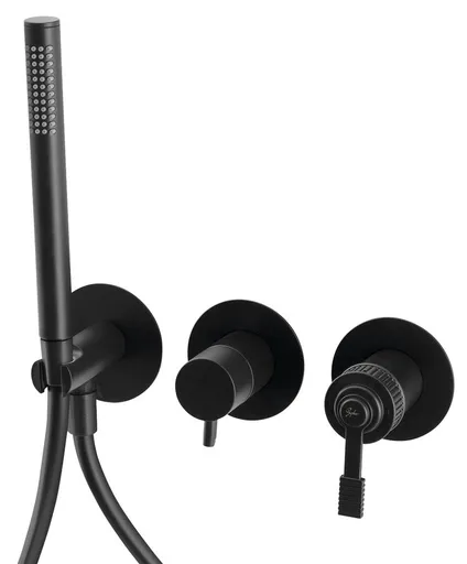 SAPHO VERSI podomítková sprchová/vanová baterie s ruční sprchou, 2 výstupy, černá mat RV052/15