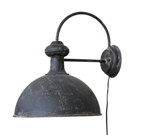 Černá antik nástěnná lampa s patinou Factory Lamp - 34*44*42 cm/E27/ 60W Chic Antique