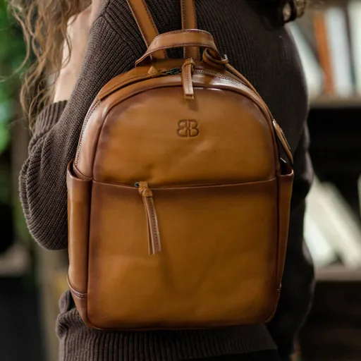 Dámský kožený batoh Bellicci Parias - koňak