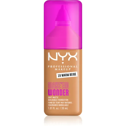 NYX Professional Makeup Make ‘Em Wonder lehký matující make-up odstín 19 Warm Beige 30 ml