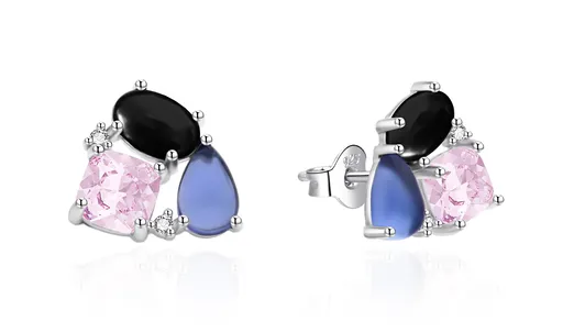 Agato Originální stříbrné náušnice s barevnými zirkony AGT-E129PC