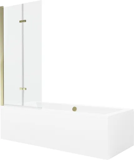 MEXEN/S Cube obdélníková vana 180 x 80 cm s panelem + vanová zástěna 80, transparent, zlatá 550518080X9208025000