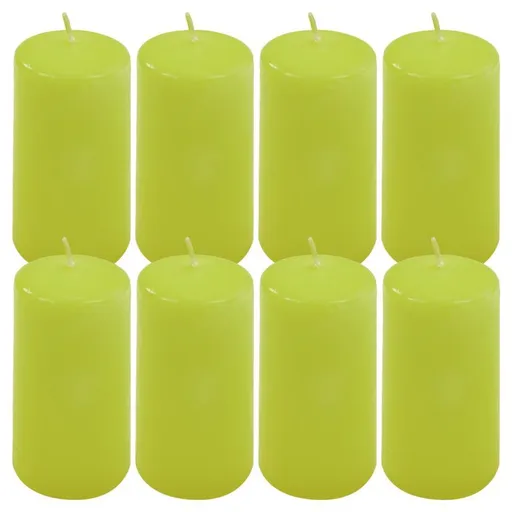 Světle zelená parafínová svíčka 10 cm, 20h hoření, sada 8 ks