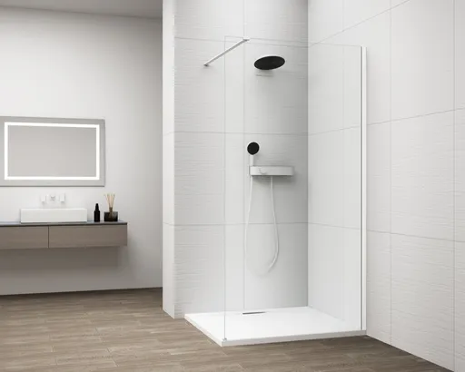 POLYSAN ESCA WHITE MATT jednodílná sprchová zástěna k instalaci ke stěně, sklo čiré, 900  ES1090-03