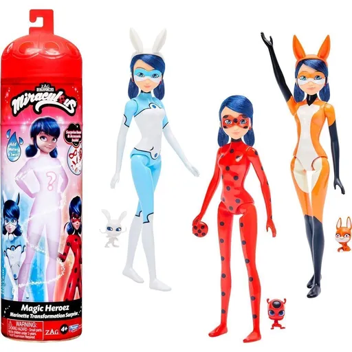 Playmates Miraculous: Beruška a černý kocour, tranformující se Marinette, Panenka