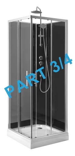 AQUALINE GRANVIK sprchový box 800x800x2180 komponent 3/4 zadní tmavé sklo 19-080-09-12-00