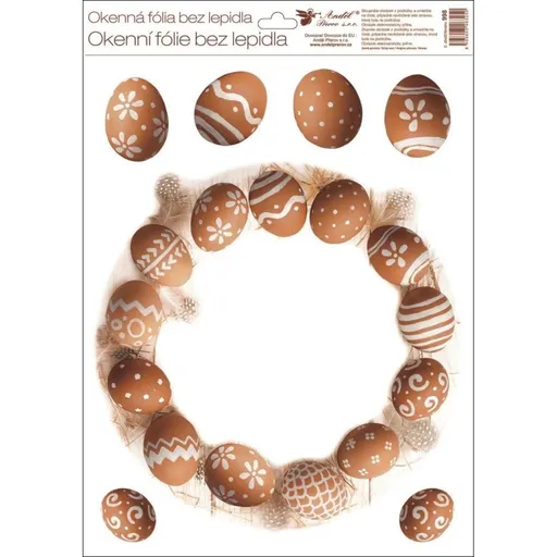 Okenní fólie 2 věnečky 2 rohové 30x42 cm věnec hnědý