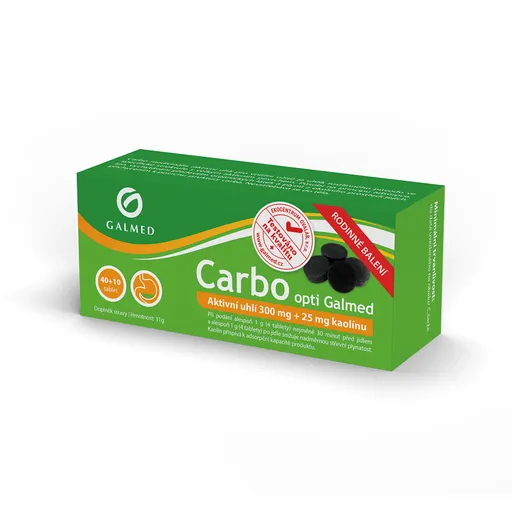 Galmed Carbo medicinalis Opti 300 mg rodinné balení 40+10 tablet
