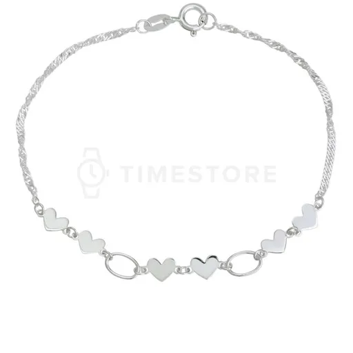 Stříbrný náramek s přívěsky ve tvaru srdce TS-BR-0061