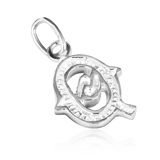 Stříbrný přívěsek 925 - písmeno Q s dekorací