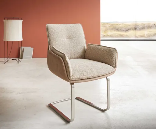 Jídelní židle Nela-Flex béžová konzolová podnož plochá nerezová