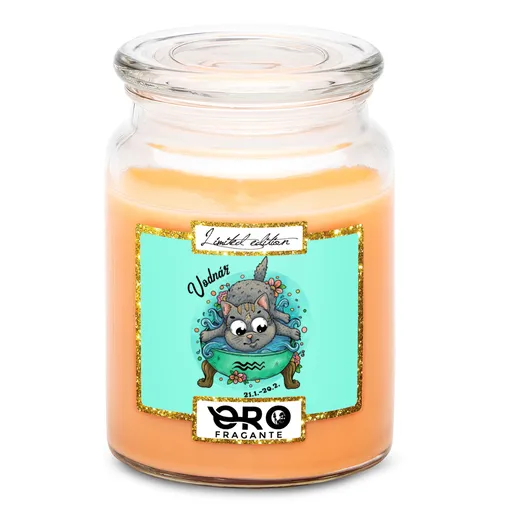 Svíčka Kočičí znamení – vodnář (Vůně svíčky: Tropické ovoce)