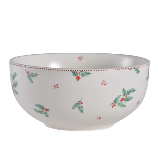 Porcelánová miska s cesmínou Holly Christmas - Ø 14*7 cm / 500 ml Clayre & Eef