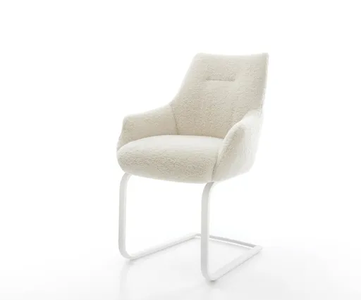 Jídelní židle Alja-Flex s područkami plyšový manšestr béžová