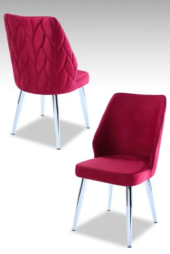 Sada židlí (4 kusy) Pufi - Tile Red, Chrome