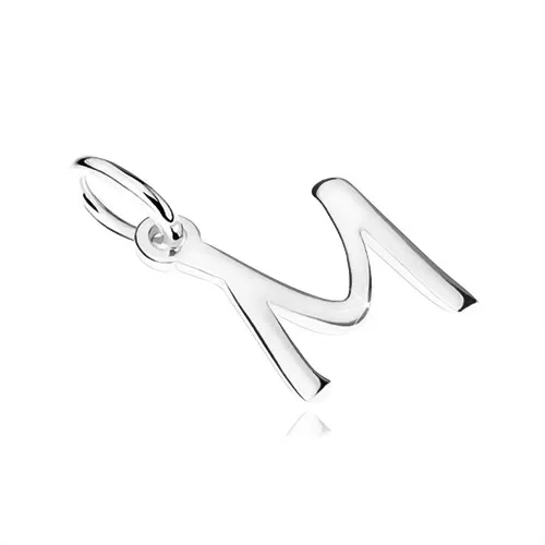 Hladký a plochý stříbrný přívěsek 925, velké tiskací písmeno "M"