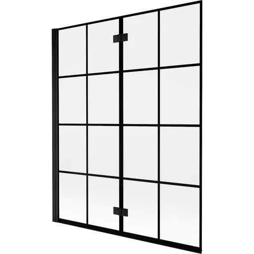 MEXEN MIST vanová zástěna 140x150 cm 6mm 2-s, černá, dekor, levá 8A9-140-002-70-77-L