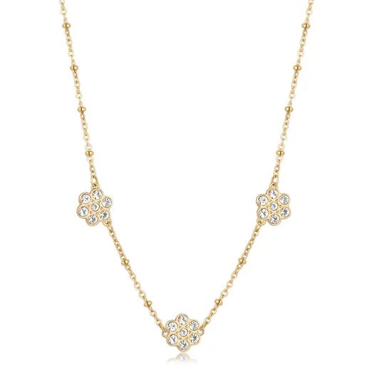 S'Agapõ Pozlacený ocelový náhrdelník s květinami Aurora SAR43