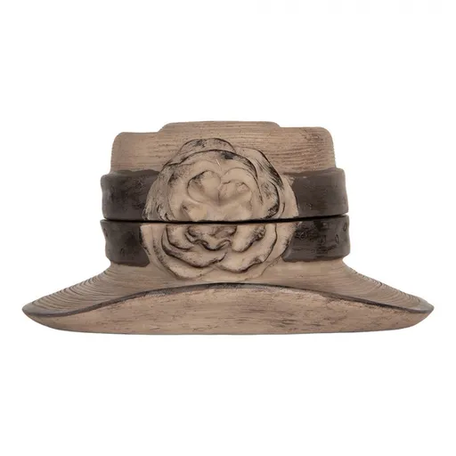Hnědý antik dekorační klobouk šperkovnice - Ø 22*11 cm Clayre & Eef