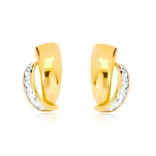 Náušnice ve zlatě 585 - atypický půloblouk, oblouk s obdélníkovými zirkony