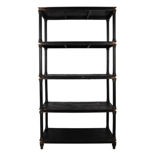 Černý antik dřevěný regál Milburne - 110*40*210 cm Clayre & Eef
