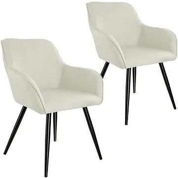 2× Židle Marilyn lněný vzhled, krémová/černá (404674)