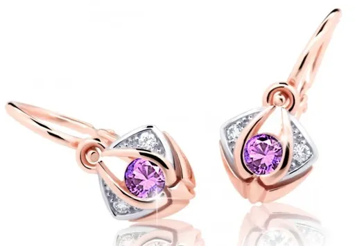 Cutie Jewellery Krásné dětské náušnice z růžového zlata C2217-10-X-4 fialová
