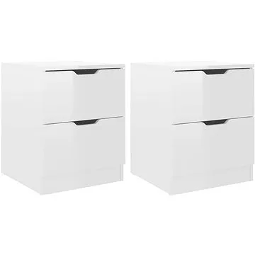 SHUMEE Noční stolky 2 ks bílé s vysokým leskem 40 × 40 × 50 cm dřevotříska, 326736 (326736)
